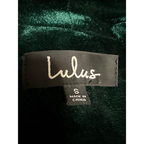 Lulus Women's Green Velvet Velour Button Collar Long Sleeve Blazer Coat Jacket S - Picture 3 of 4